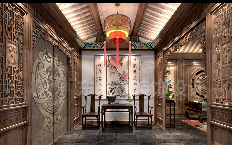 古典中式別墅裝修效果圖,客廳效果圖過(guò)廳.png